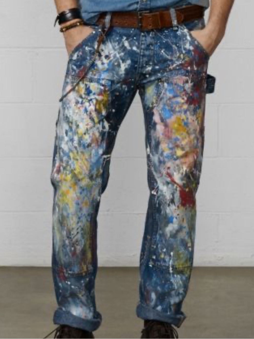 Denim & Supply Ralph Lauren Paint-Splatter Double-Knee Carpenter Jeans 34x30